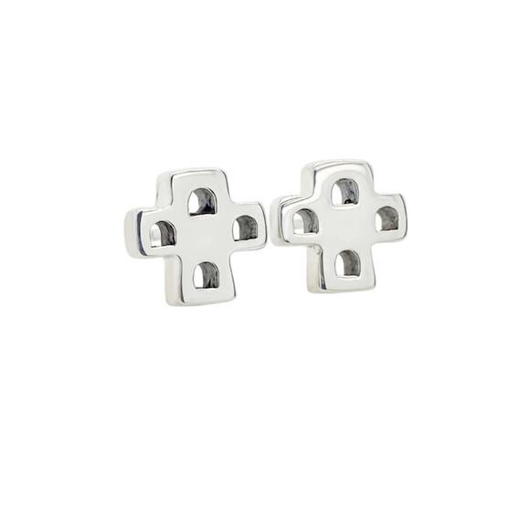 Saint by Sarah Jane Casa Cross Collection Earrings in Sterling .3” - Picture 2 of 8